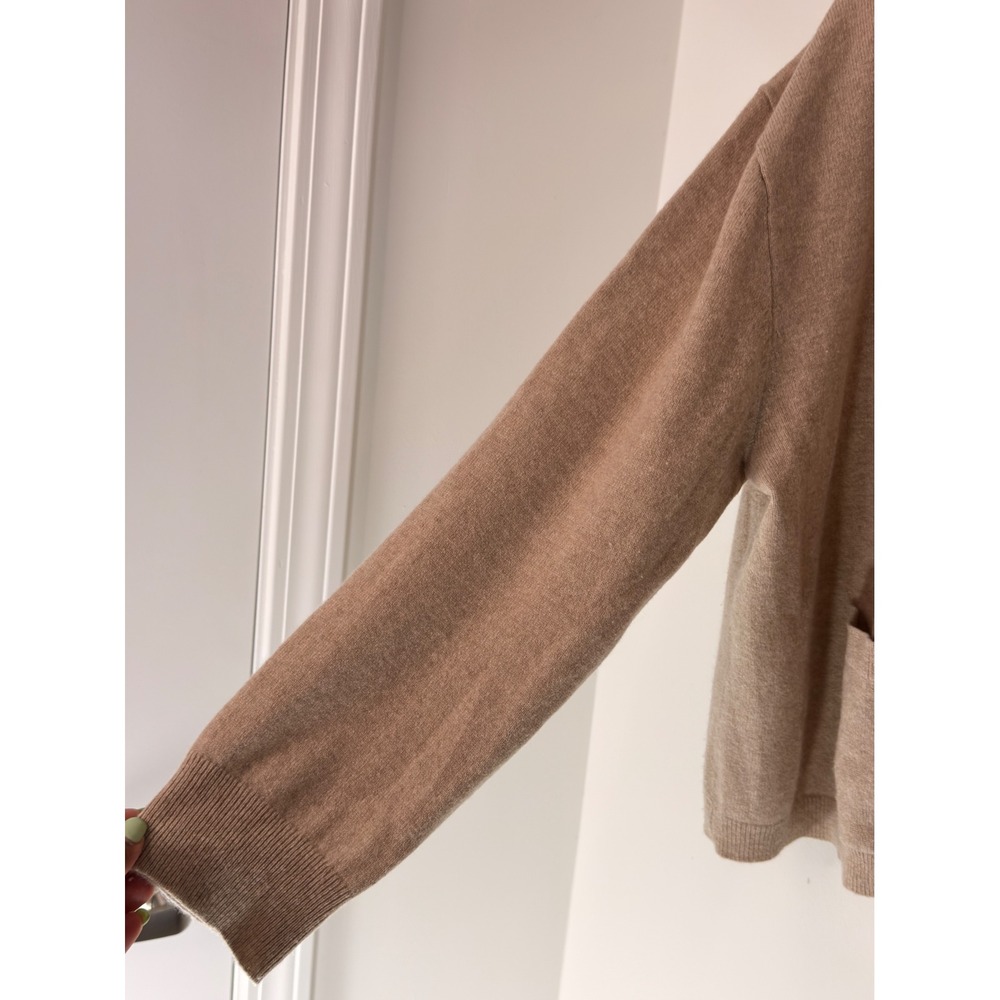 J.Crew Cashmere Patch Pocket cardigan Sweater Women's Tan Preppy Academia XL - Picture 4 of 15
